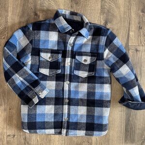 GAP TEEN Wool Flannel Snap Button Puffer Lined Plaid Jacket - Kids Large